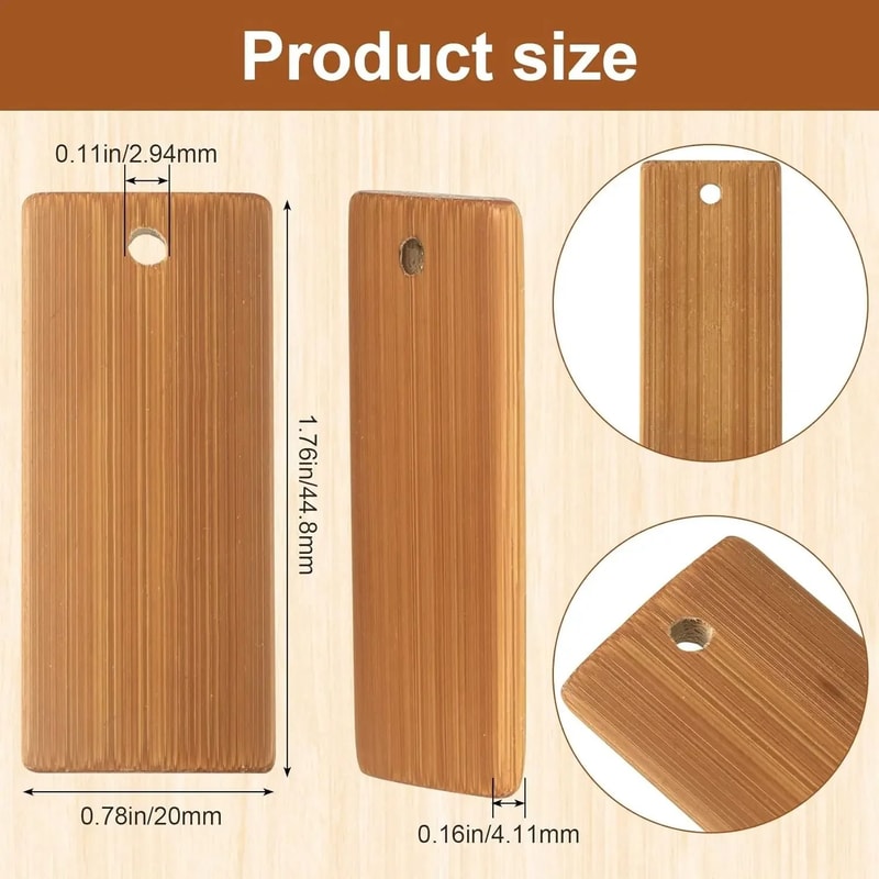 Wooden Keychain Blanks Bamboo Engraving Tags DIY Unfinished Wood Tags 50pcs 4