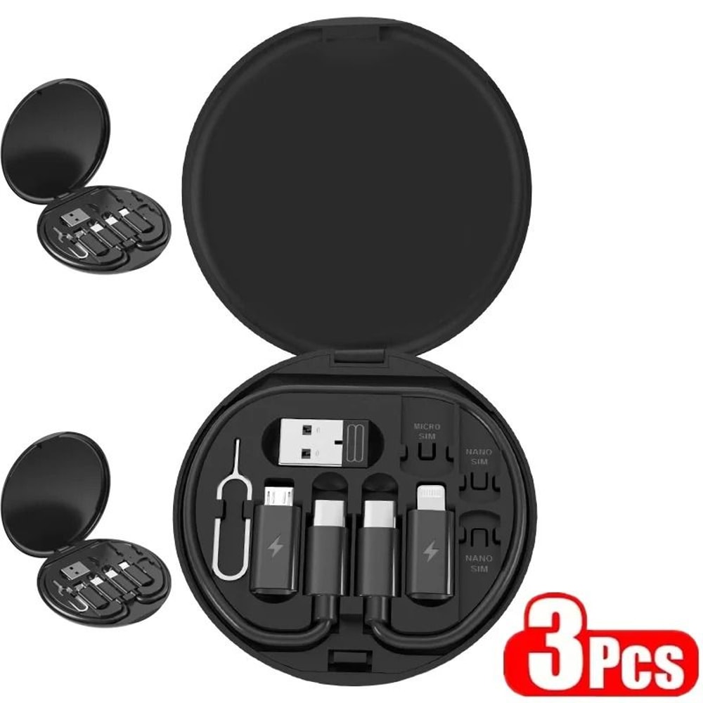 Multi USB C Adapter Kit 60W Fast Charging Cable Set Universal Type C Lightning Micro USB 3