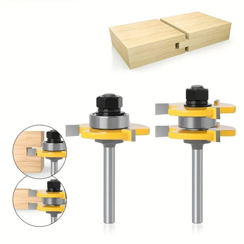 Tongue And Groove Router Bit Set 8mm Shank Woodworking Joint Assembly Cutter 3