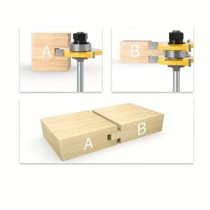 Tongue And Groove Router Bit Set 8mm Shank Woodworking Joint Assembly Cutter 6