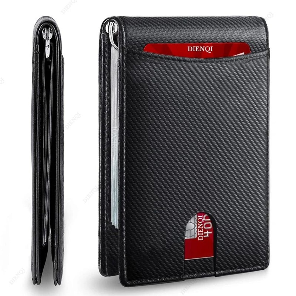 Slim RFID Blocking Wallet For Men Minimalist Bifold Credit Card Holder With Money Clip 8
