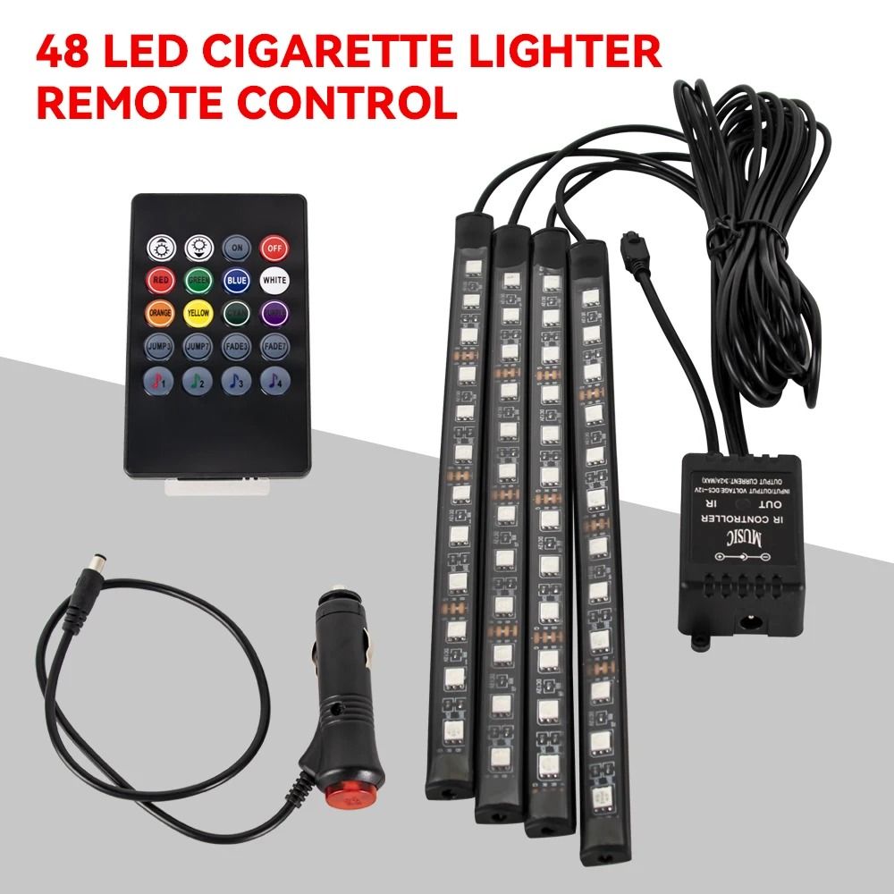 RGB Car Interior LED Lights Music Sync Ambient Lighting Kit With Remote And App Control 9
