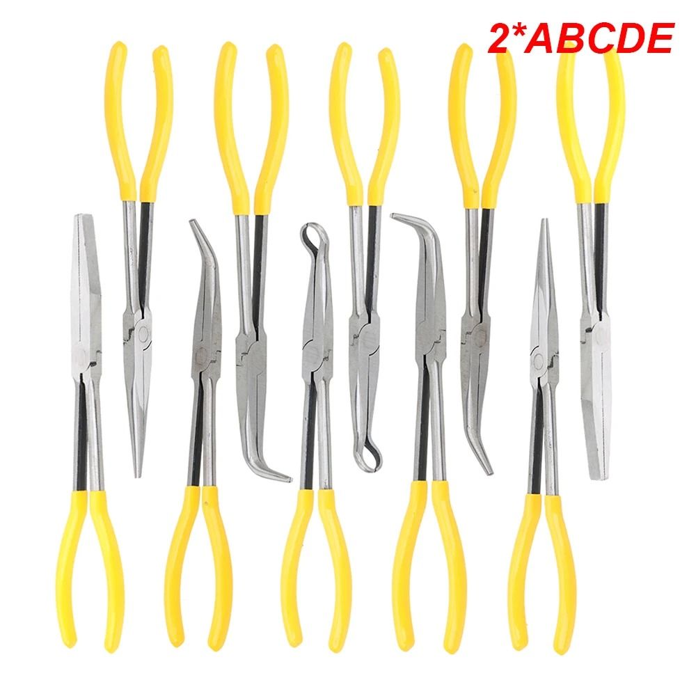 Long Nose Pliers Set Straight And Bent Tip Needle Nose Mechanic Pliers Tool 11