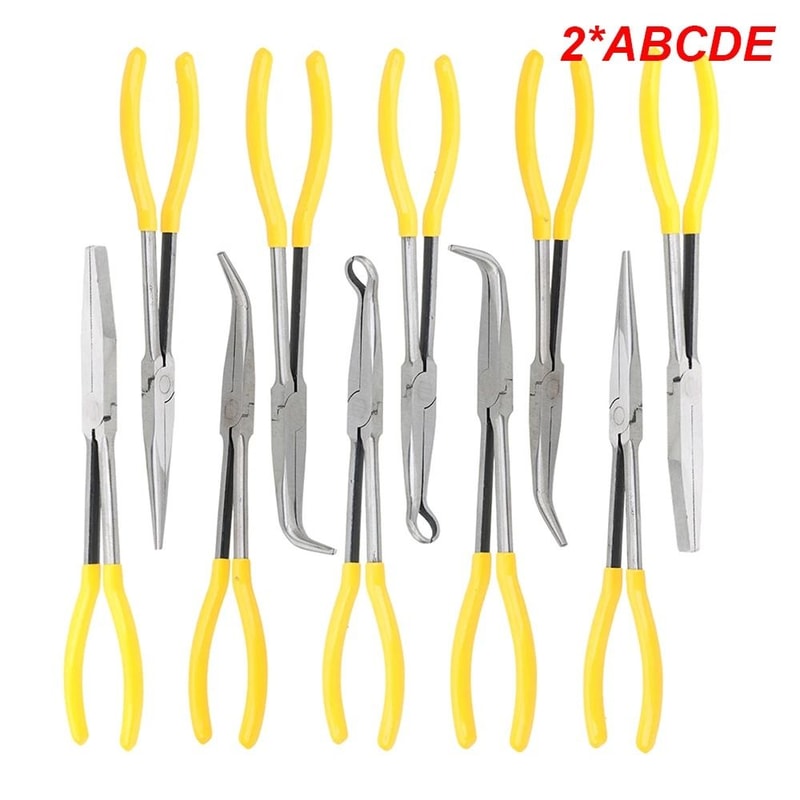 Long Nose Pliers Set Straight And Bent Tip Needle Nose Mechanic Pliers Tool 11