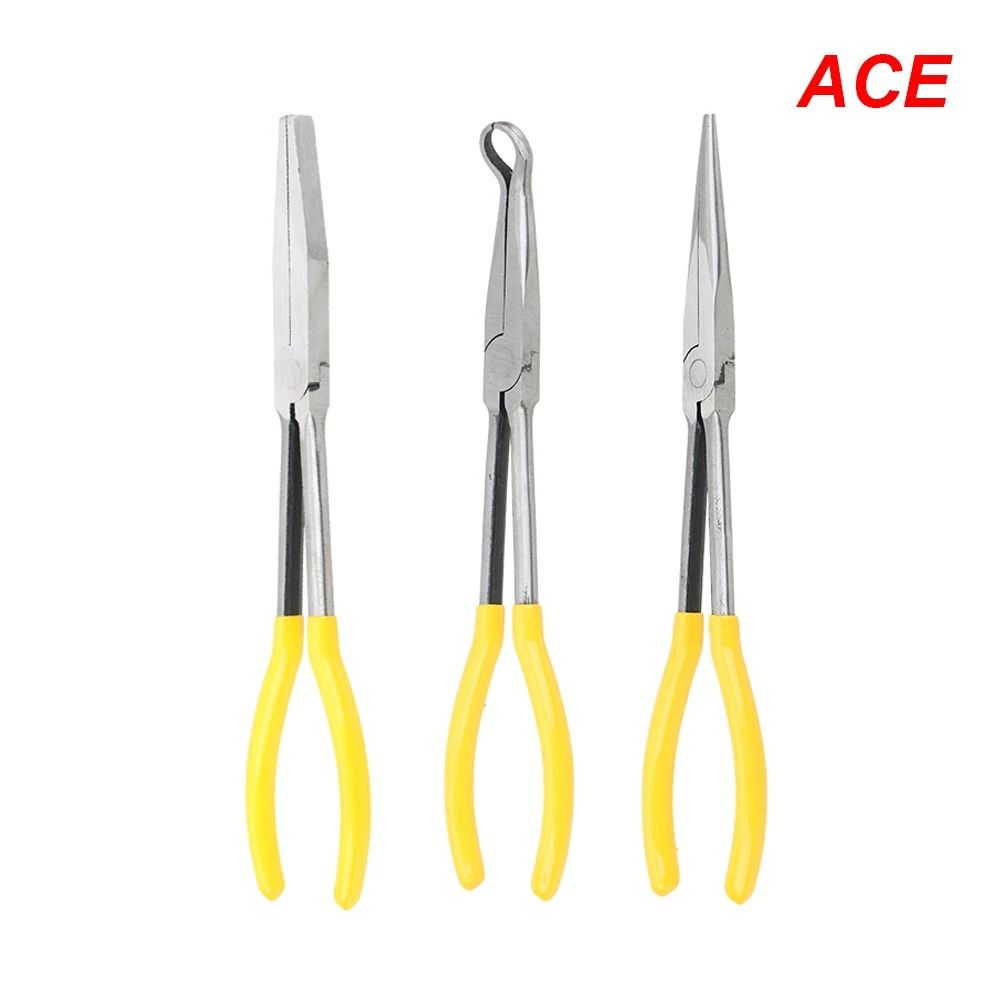 Long Nose Pliers Set Straight And Bent Tip Needle Nose Mechanic Pliers Tool 9