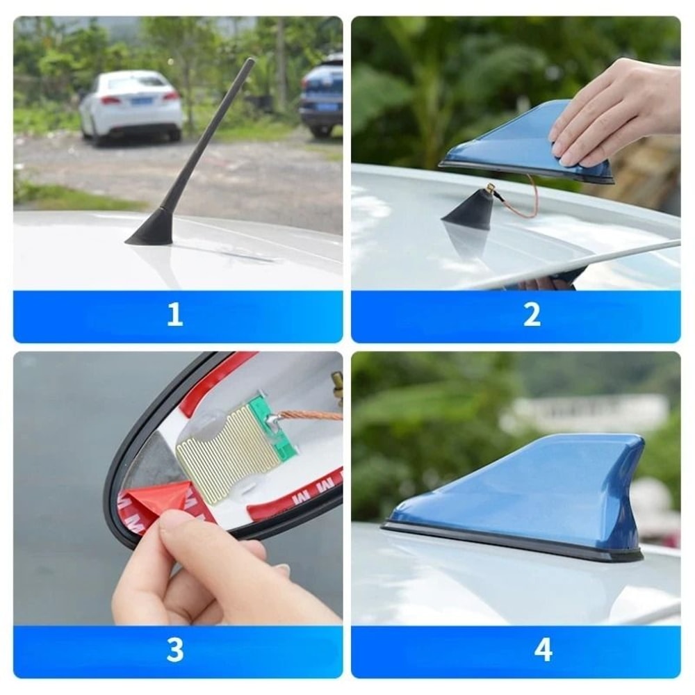 Universal Carbon Fiber Shark Fin Antenna Car Roof Signal Booster 10