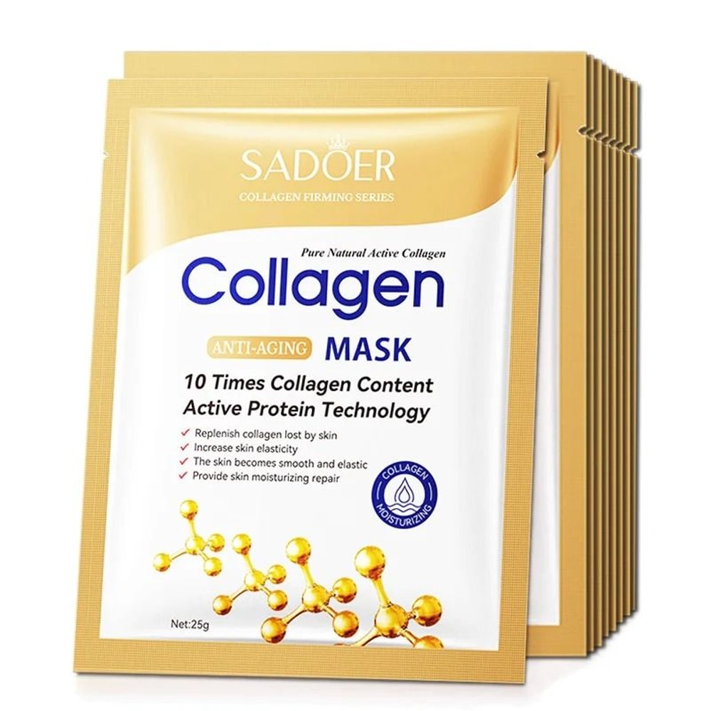 Hyaluronic Acid Collagen Sheet Mask Set Hydrating Korean Skincare Pack 6