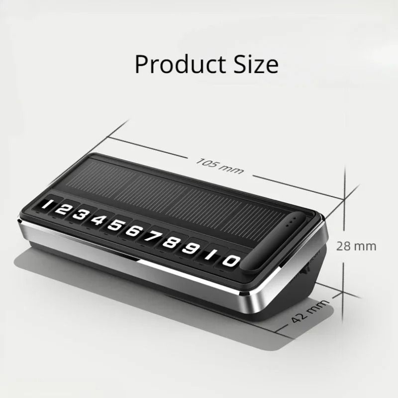 Solar LED Temporary Parking Number Plate Car Dashboard Phone Display 3