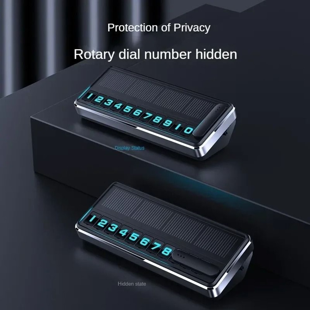Solar LED Temporary Parking Number Plate Car Dashboard Phone Display 6