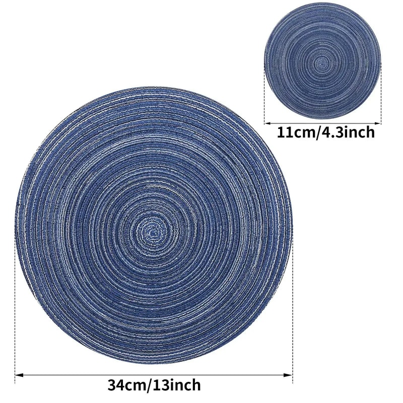Round Braided Placemats Set With Coasters Heat Resistant Woven Table Mats 6