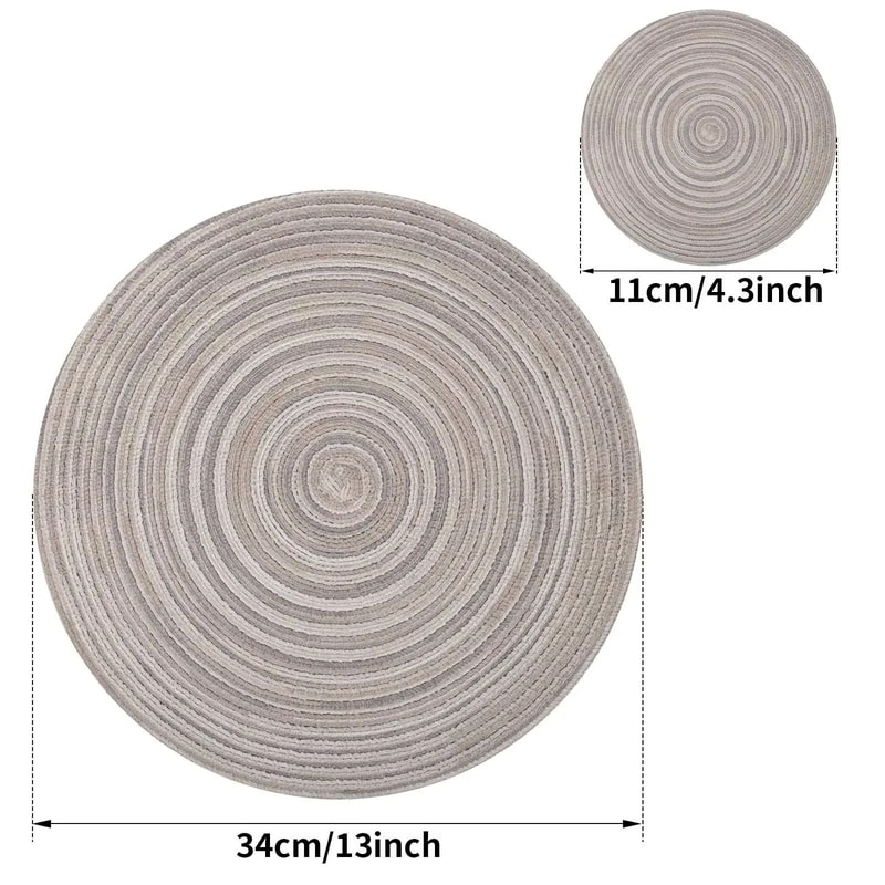 Round Braided Placemats Set With Coasters Heat Resistant Woven Table Mats 4
