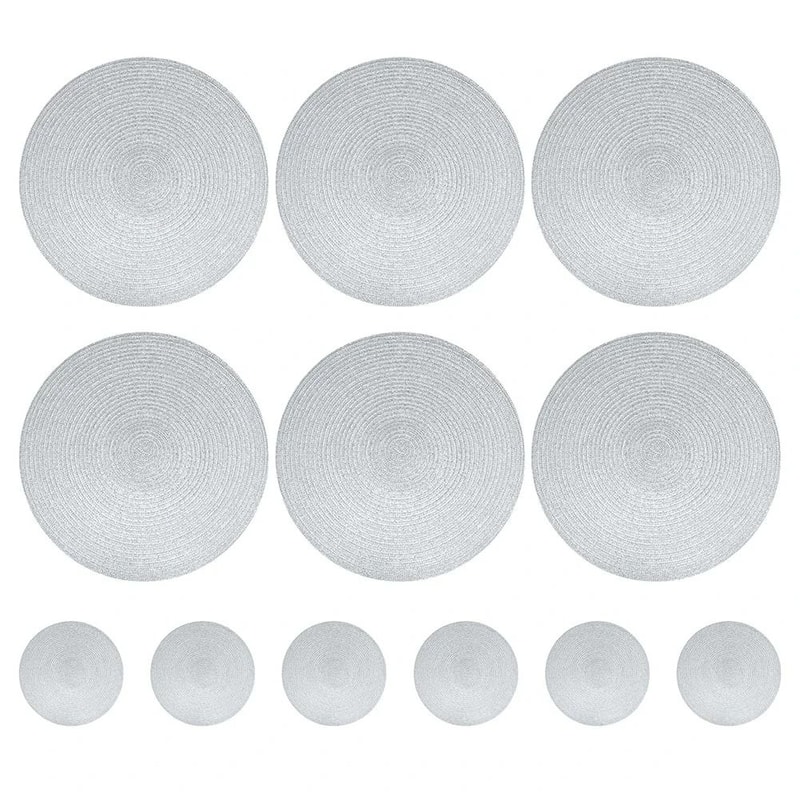 Round Braided Placemats Set With Coasters Heat Resistant Woven Table Mats 14