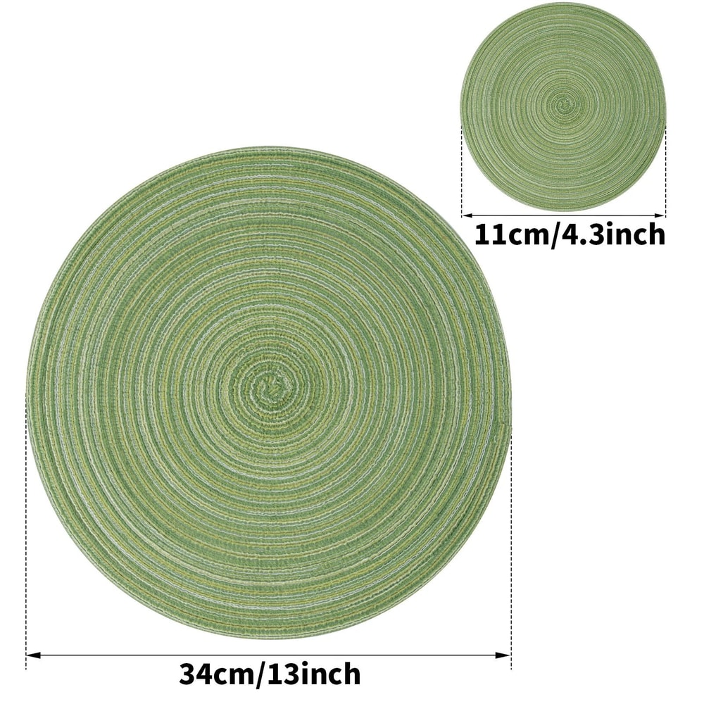 Round Braided Placemats Set With Coasters Heat Resistant Woven Table Mats 2