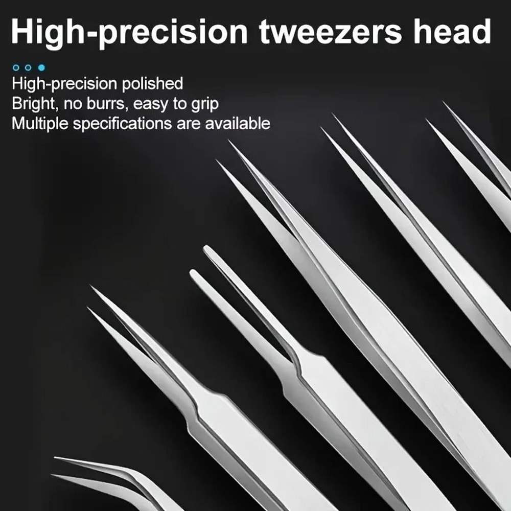 6 Piece Precision Tweezers Set Stainless Steel Fine Tip Repair Tools 3