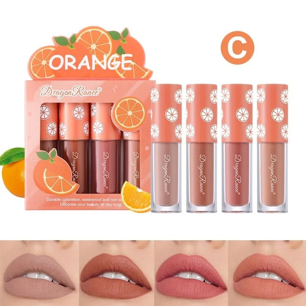 Mini Matte Lip Gloss Set Long Lasting Velvet Lip Tint Non Stick Lightweight Formula 3