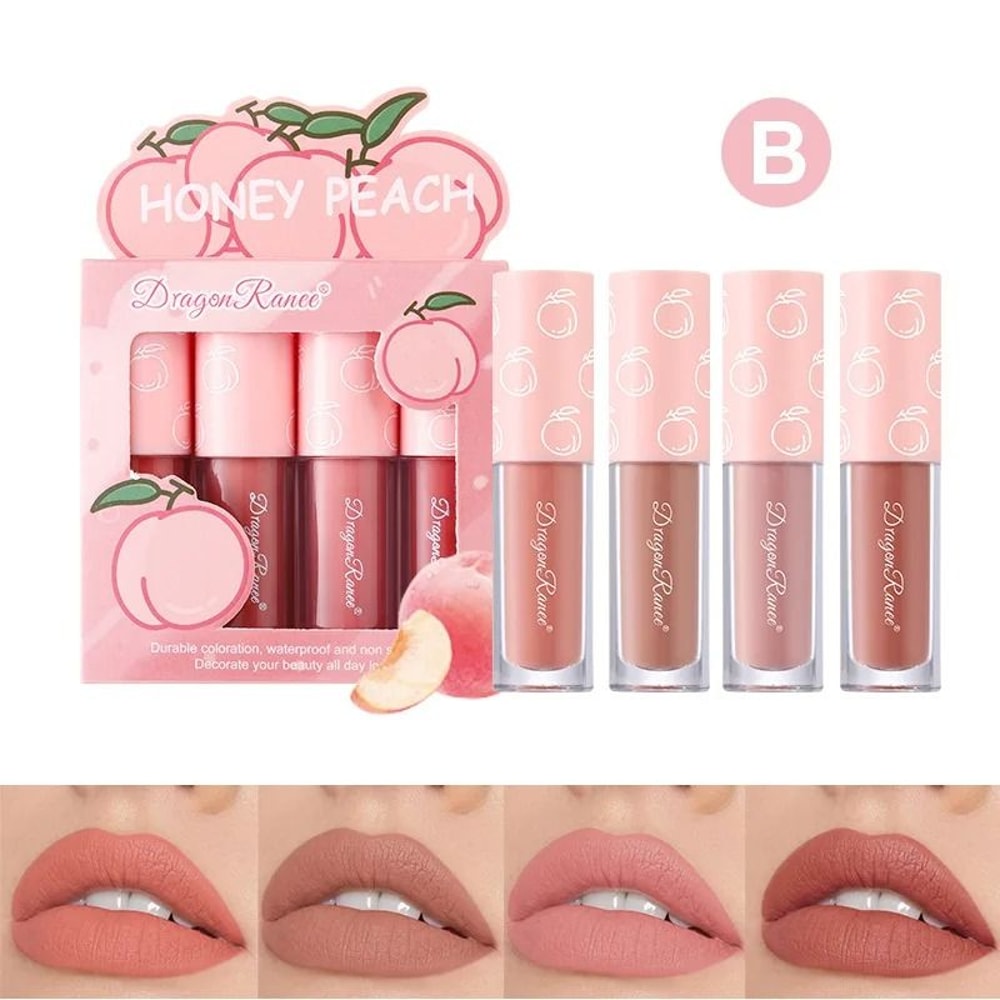 Mini Matte Lip Gloss Set Long Lasting Velvet Lip Tint Non Stick Lightweight Formula 2