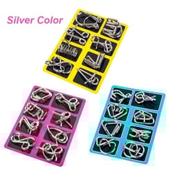 8 piece metal puzzle set brain teaser iq wire puzzle game for adults and kids
