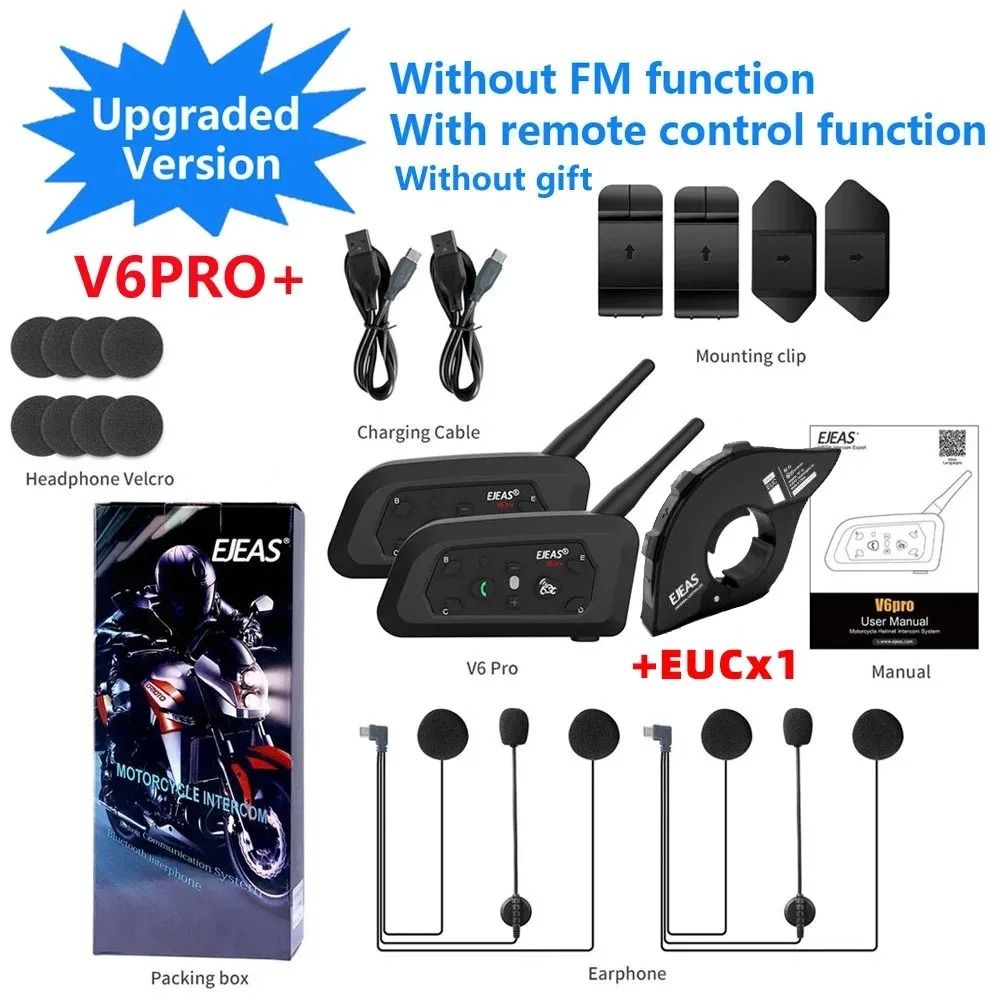 EJEAS V6 Pro Plus Motorcycle Helmet Intercom Bluetooth Communication System For 6 Riders 2
