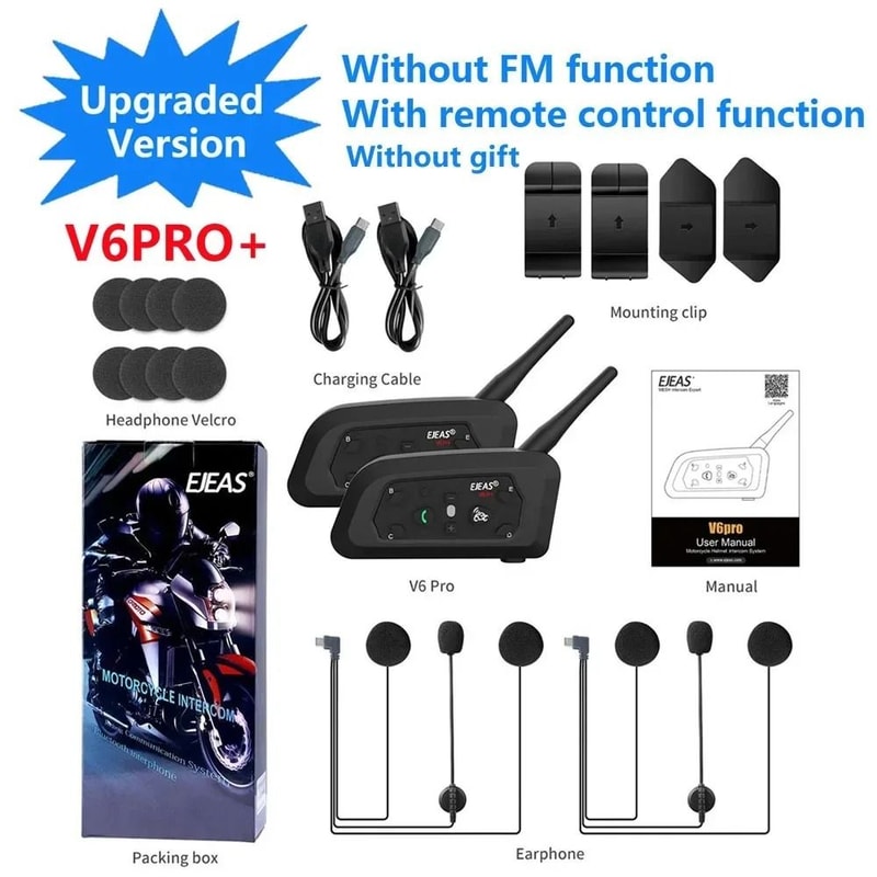 EJEAS V6 Pro Plus Motorcycle Helmet Intercom Bluetooth Communication System For 6 Riders 4