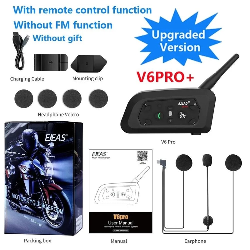 EJEAS V6 Pro Plus Motorcycle Helmet Intercom Bluetooth Communication System For 6 Riders 1