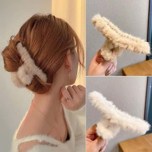 Extra Large Plush Hair Claw Clip Korean Style Soft Hair Clip for Thick Hair