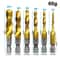 6 Piece Tap Drill Bit Set Titanium Coated Combined Drill Tap Set For Metal Threading 6