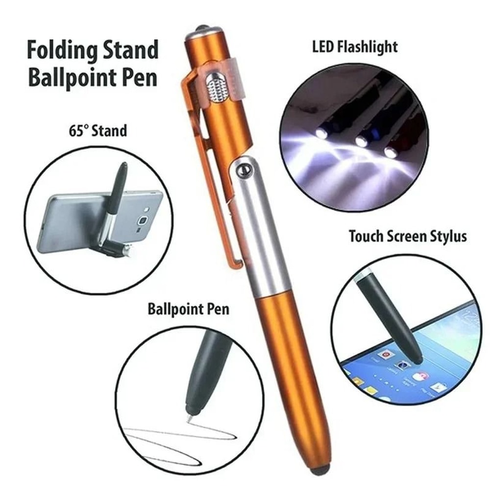 4 In 1 Multifunction Pen With LED Light And Phone Holder Ballpoint Pen Gadget 6