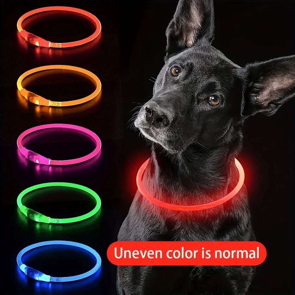 LED Dog Collar Rechargeable Glow Night Safety Luminous Pet Collar For Dogs 8