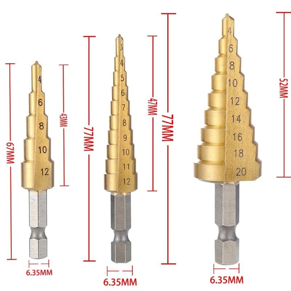 Titanium Coated Step Drill Bit Cone Drill Bit For Metal Wood Hole Enlarging Tool 5
