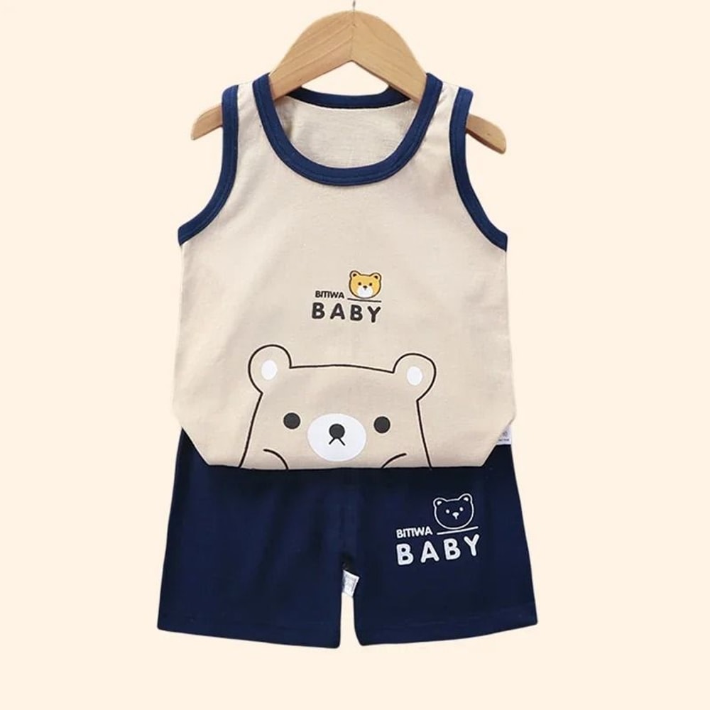 Kids Summer Outfit Baby Cotton Clothes Set With Sleeveless Top And Shorts 8