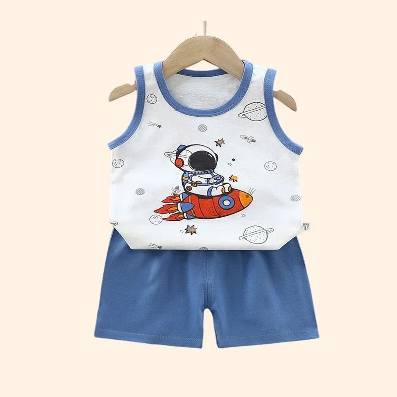 Kids Summer Outfit Baby Cotton Clothes Set With Sleeveless Top And Shorts 3
