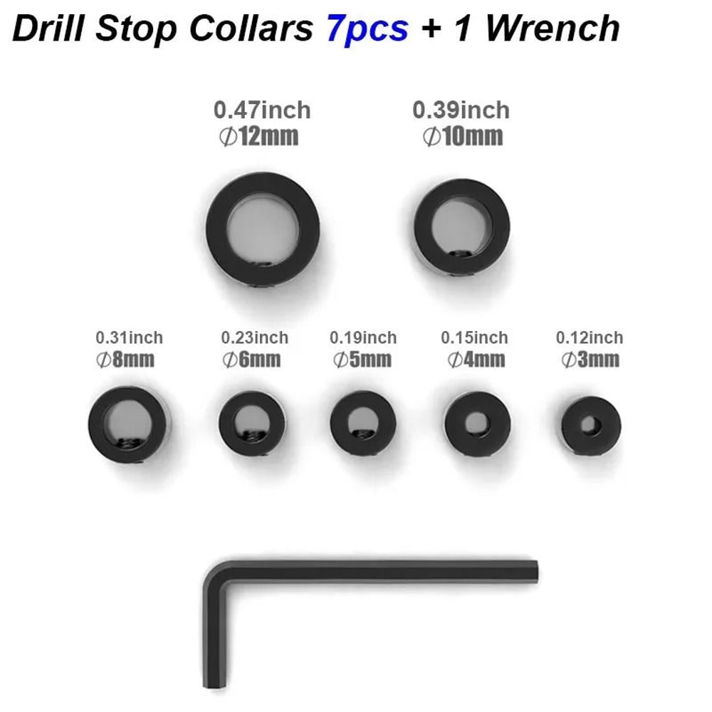 Drill Stop Collar Set Adjustable Drill Bit Depth Stop Ring For Precision Woodworking 1