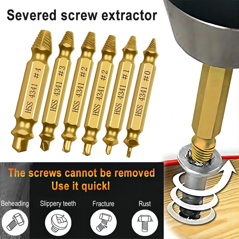 Screw Extractor Set Damaged Screw Remover And Bolt Extractor Tool Kit 6 Piece 3