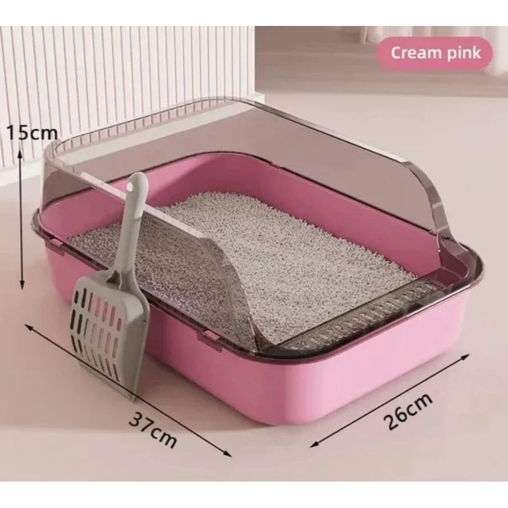 Semi Enclosed Cat Litter Box Splash Proof Cat Toilet Easy Clean Kitten Litter Tray 1
