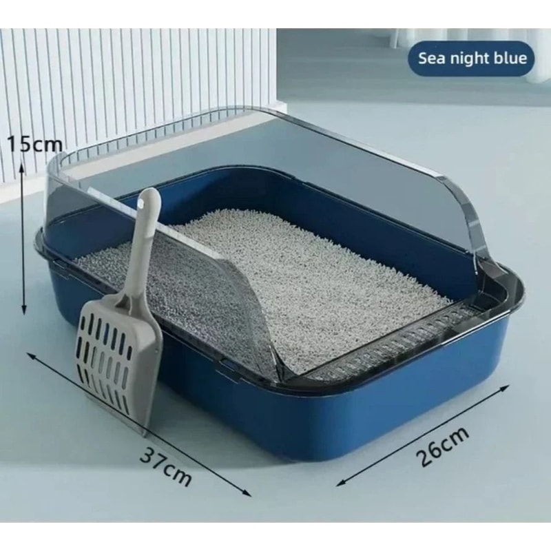 Semi Enclosed Cat Litter Box Splash Proof Cat Toilet Easy Clean Kitten Litter Tray 3