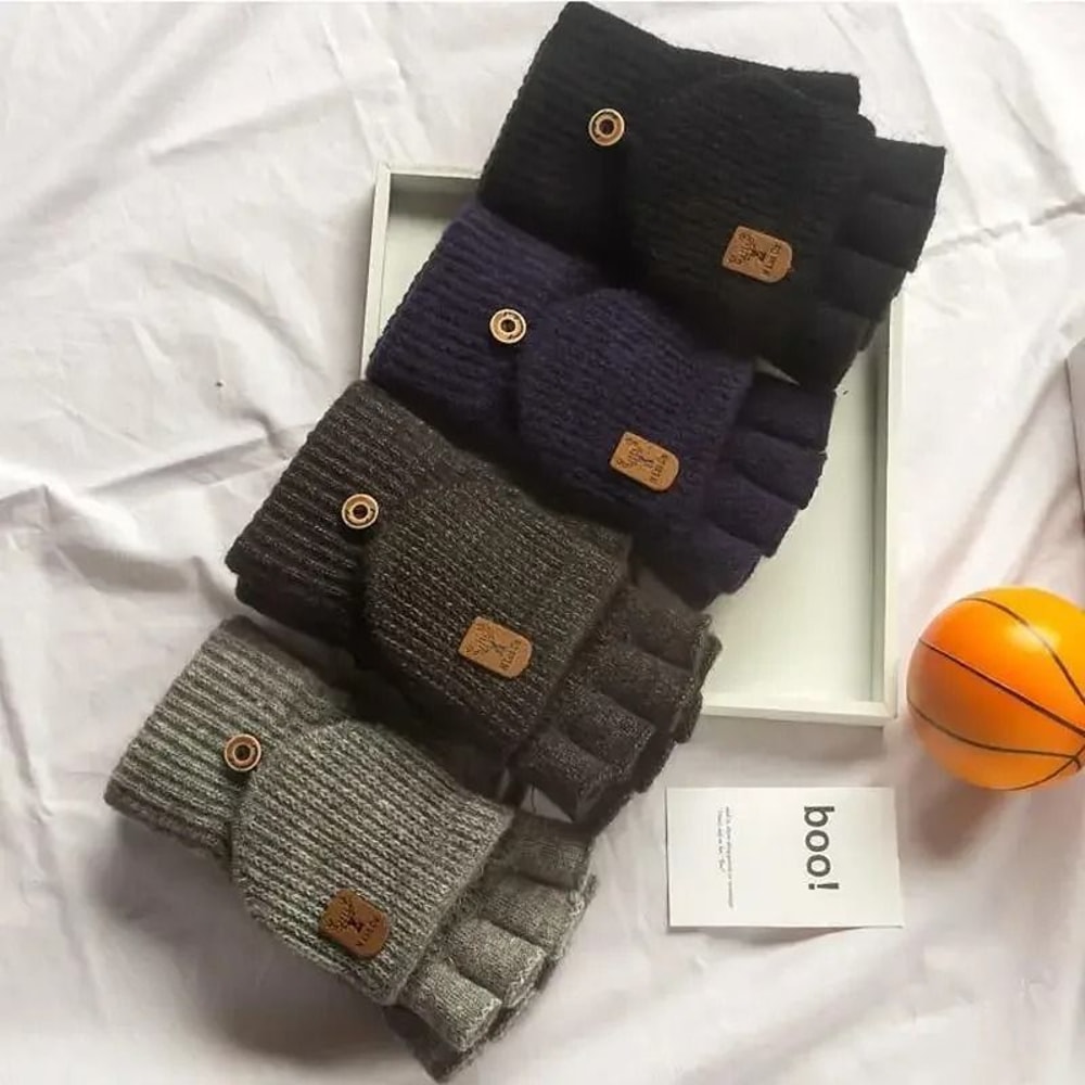 CozyTouch Fingerless Gloves Winter Warm Knitted Touch Screen Half Finger Gloves 0