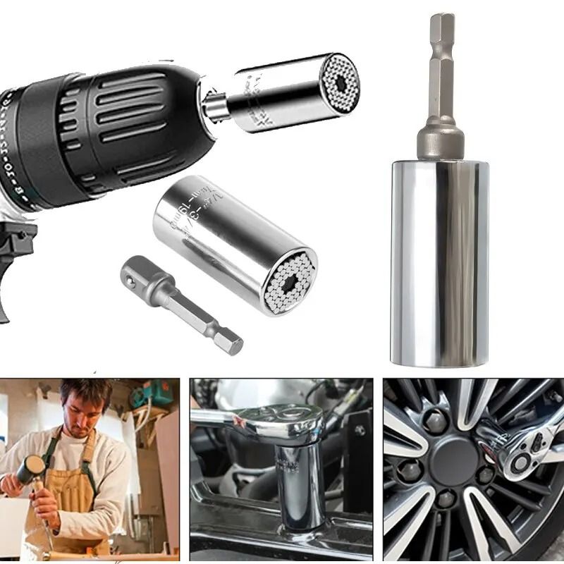 Universal Magic Socket Wrench Set With Drill Adapter Multi Size Grip Tool 3