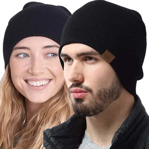 Unisex Fleece Lined Winter Beanie Warm Knitted Hat for Men and Women