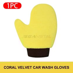 double sided microfiber car wash glove coral fleece scratch free cleaning mitt