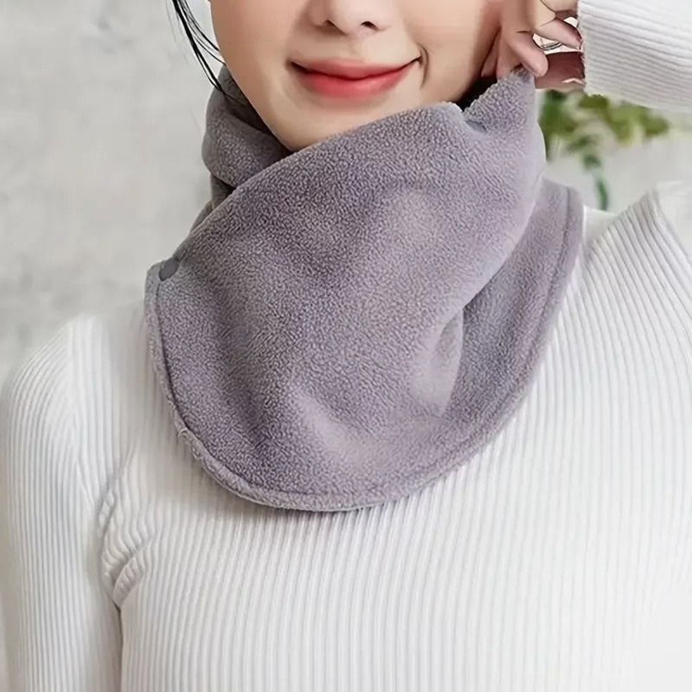 Velvet Thermal Neck Warmer Snap Button Winter Windproof Scarf 8