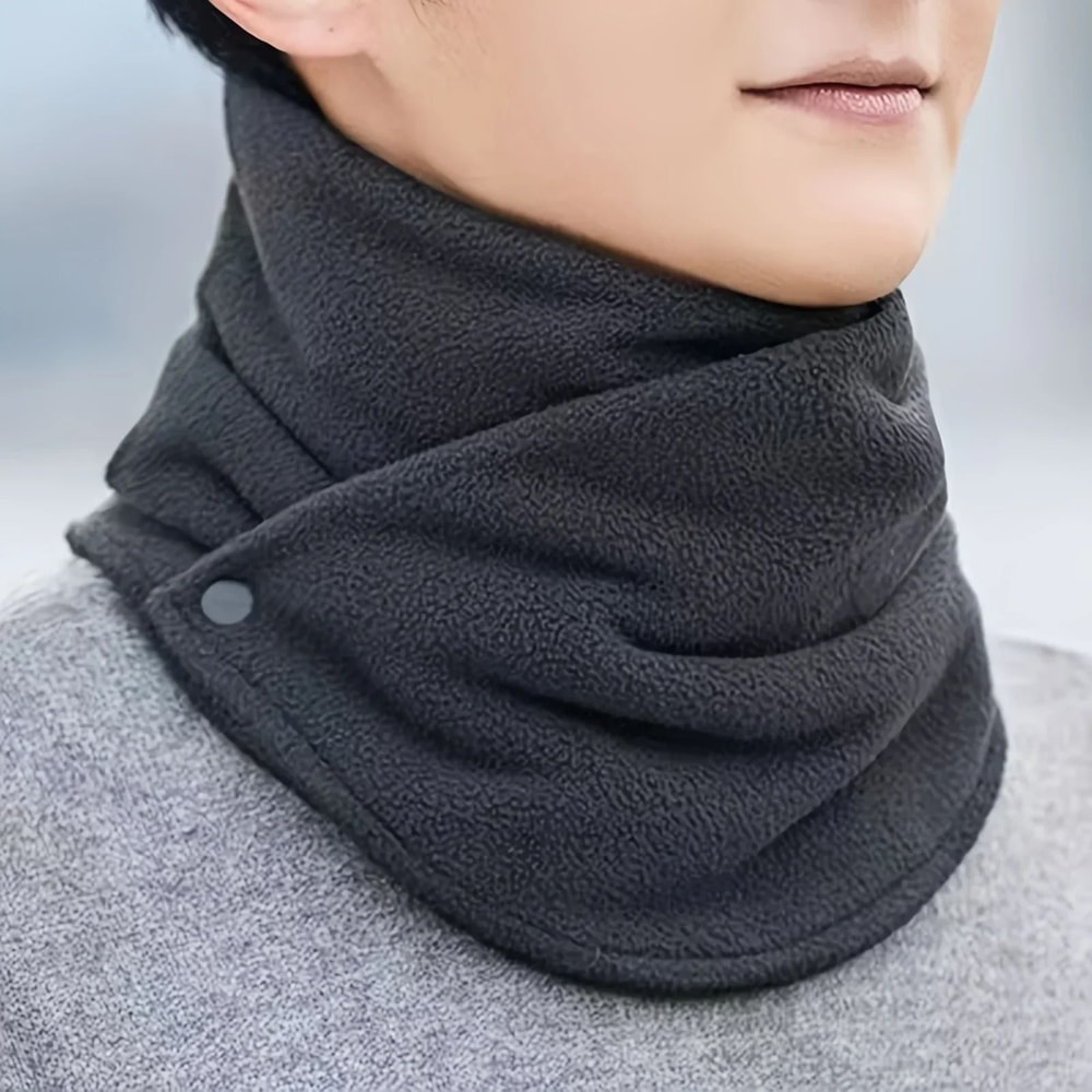 Velvet Thermal Neck Warmer Snap Button Winter Windproof Scarf 14