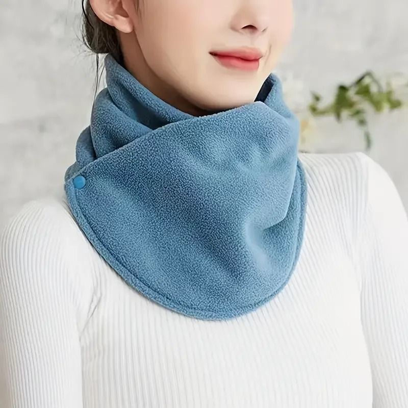 Velvet Thermal Neck Warmer Snap Button Winter Windproof Scarf 0