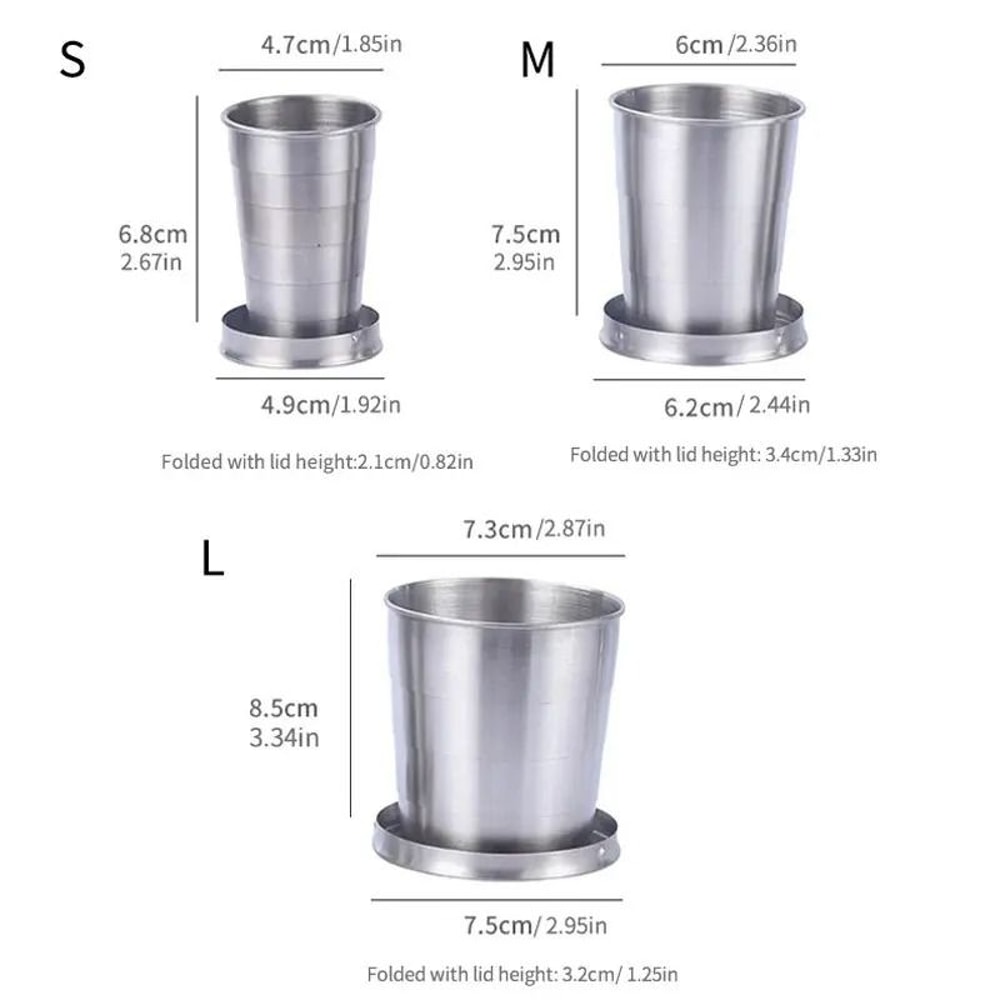Portable Stainless Steel Folding Cup Telescopic Camping Travel Mug 2