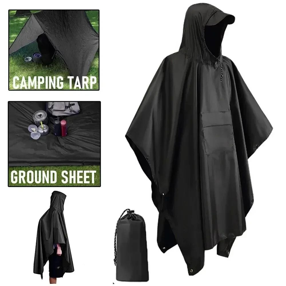 3 In 1 Waterproof Rain Poncho Outdoor Camping Hiking Raincoat Shelter 7