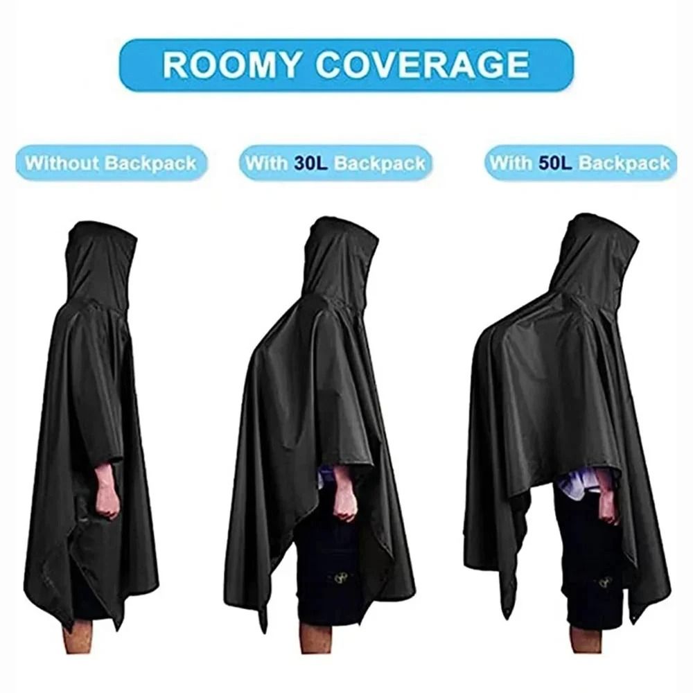 3 In 1 Waterproof Rain Poncho Outdoor Camping Hiking Raincoat Shelter 9