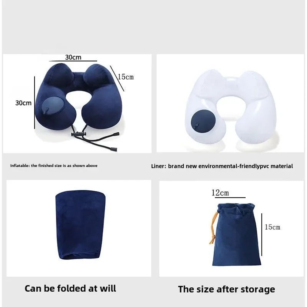 Inflatable Travel Pillow U Shaped Neck Support Portable Air Pillow 4