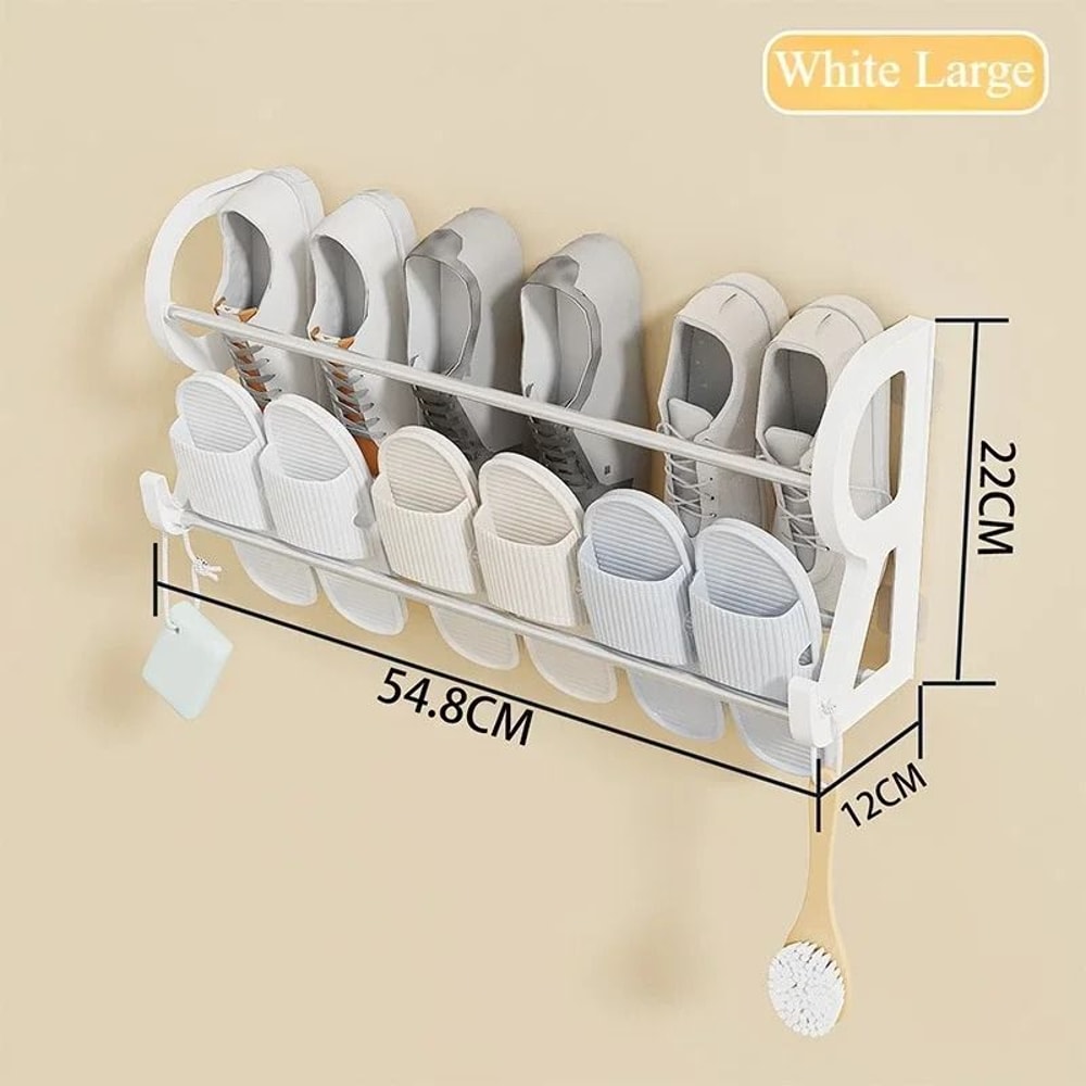 Wall Mounted Shoe Rack No Drill Space Saving Shoe Organizer 4