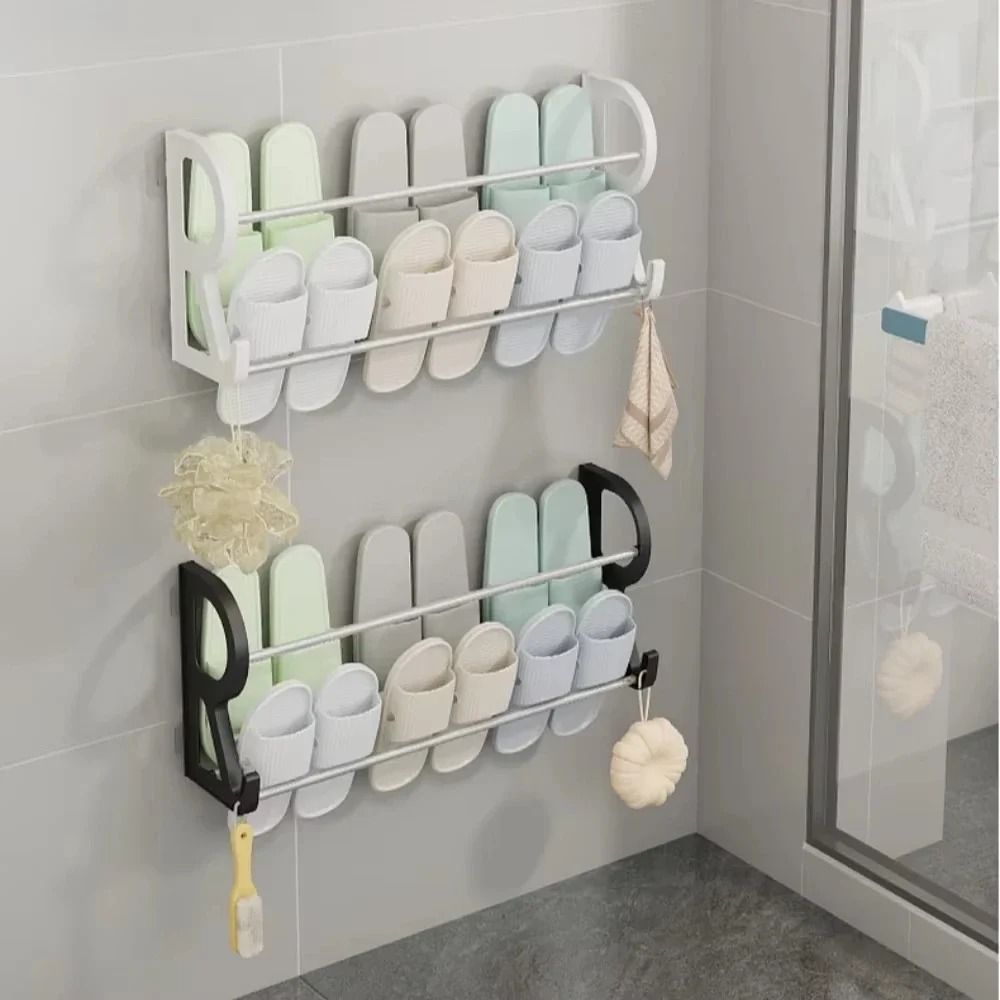 Wall Mounted Shoe Rack No Drill Space Saving Shoe Organizer 6