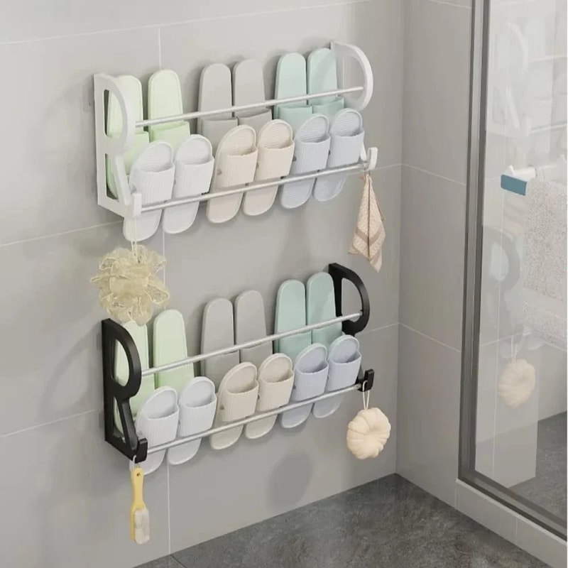 Wall Mounted Shoe Rack No Drill Space Saving Shoe Organizer 6