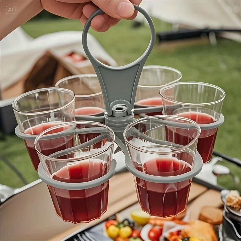 Folding Beverage Rack Portable Drink Holder With Easy Grip Handle For Parties And Outdoor Use 7